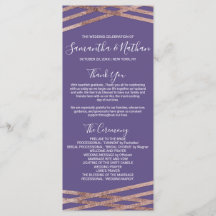 シンプルバラ金ゴールド紫結婚式 プログラム