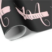 シンプルバラ金ゴールド絵を描名(Monogram Black) ラッピングペーパー (ロールコーナー)