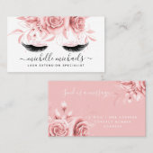 シンプルバラ金ゴールド赤面睫フローラ水色 名刺 (正面/裏面)