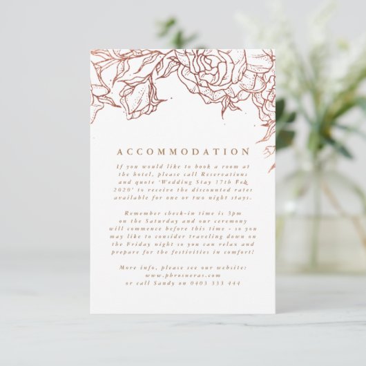 シンプルバラ金ゴールド銅エレガントフローラ結婚ズ エンクロージャーカード (スタンド正面)