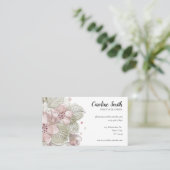 シンプルバラ&緑の花スケッチ 名刺 (スタンド正面)