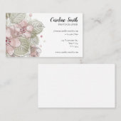 シンプルバラ&緑の花スケッチ 名刺 (正面/裏面)