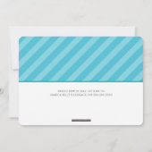 シンプルバルミツワー可愛いパタストライプーンアクアブルー 招待状 (裏面)