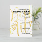 シンプルバルミツワー素晴らしタイポグラフィ 箔招待状 (立ち正面)