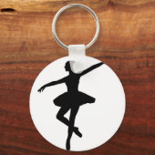 シンプルバレエ白黒バレリーナ キーホルダー (正面)