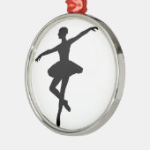 シンプルバレエ白黒バレリーナ メタルオーナメント (左)