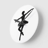 シンプルバレエ白黒バレリーナ ラウンド壁時計 (傾斜)