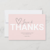 シンプルバレンタインをテーマにしたピンクスクリプト サンキューカード (正面)