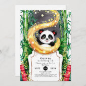 シンプルバンブーキッズパンダ誕生日 招待状 (正面/裏面)