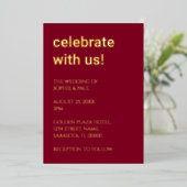 シンプルバーガン結婚ディ箔招待状 箔招待状 (立ち正面)