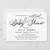 シンプルバーチャルベビーガールシャワー 招待状 (正面)