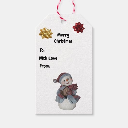 シンプルバードハウスクリスマスギフト付きラベル ギフトタグ (正面)