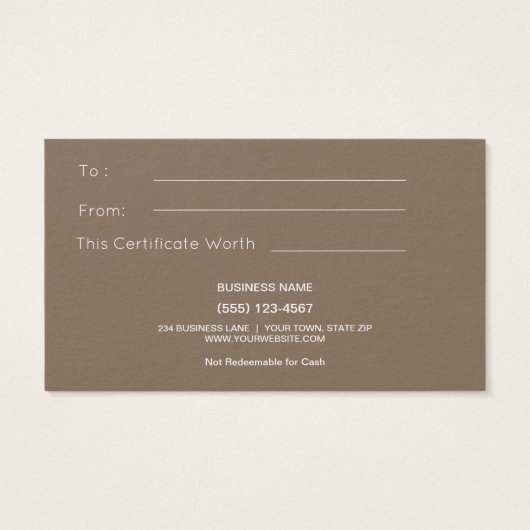 シンプルバーンウッド |ギフト素朴カード証明書 (裏面)