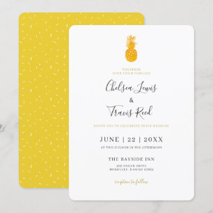 シンプルパイナップルハワイ行き先結婚式 招待状