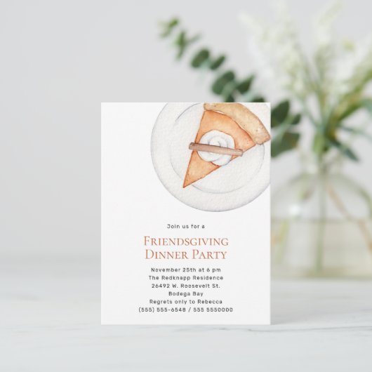 シンプルパイフレンドサンドディナーパーティの招待状 シーズンポストカード (スタンド正面)