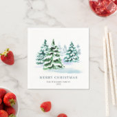 シンプルパインエレガントツリークリスマスホリデー スタンダードカクテルナプキン (インサイチュ)