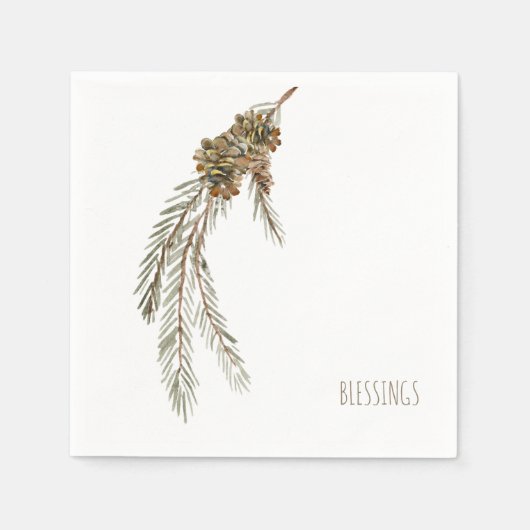 シンプルパインコーン恵み感謝祭カクテル スタンダードカクテルナプキン (正面)