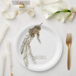 シンプルパインコーン恵み感謝祭 ペーパープレート