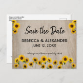 シンプルパインタリーサンフラワー日付はがきを保存 ポストカード (正面/裏面)