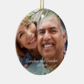 シンプルパインブランチおばあちゃんとおじいちゃんEst Year セラミックオーナメント (右)