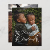 シンプルパインモダンベリーフルフォトホリデーカード シーズンカード (正面/裏面)