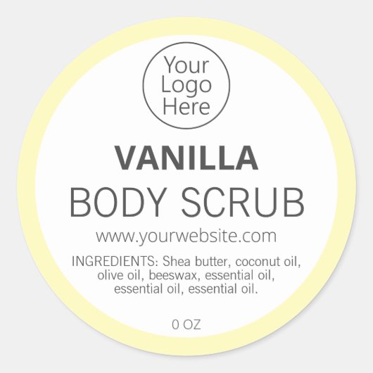 シンプルパステルイエローバ縁どニラロゴラベル ラウンドシール (正面)