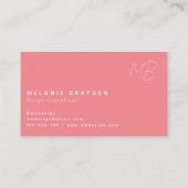 シンプルパステルエレガントピンクミニマリストツモノグラム 名刺 (裏面)
