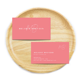 シンプルパステルエレガントピンクミニマリストツモノグラム 名刺