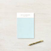 シンプルパステルエレガントブルーレザー縁どノートパッド ポストイット (デスク上)