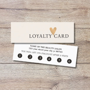 シンプルパステルエレガントホワイトフェイク金ゴールドハート ロイヤリティカード