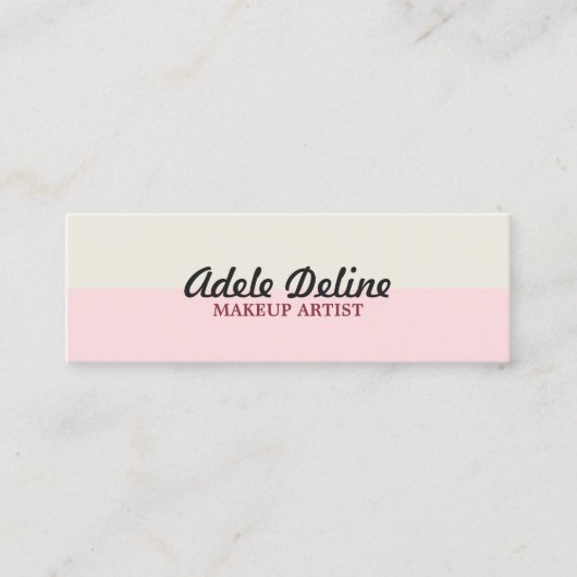 シンプルパステルエレガントメイクアップアーティスト スキニー名刺 (正面)