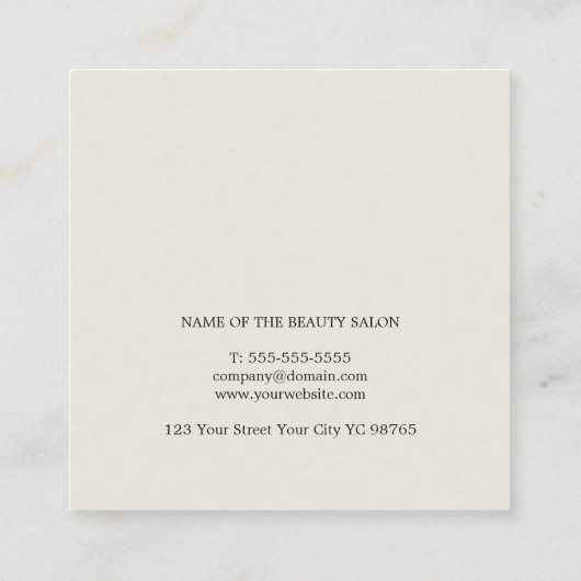 シンプルパステルエレガントメイクアップアーティスト スクエア名刺 (裏面)