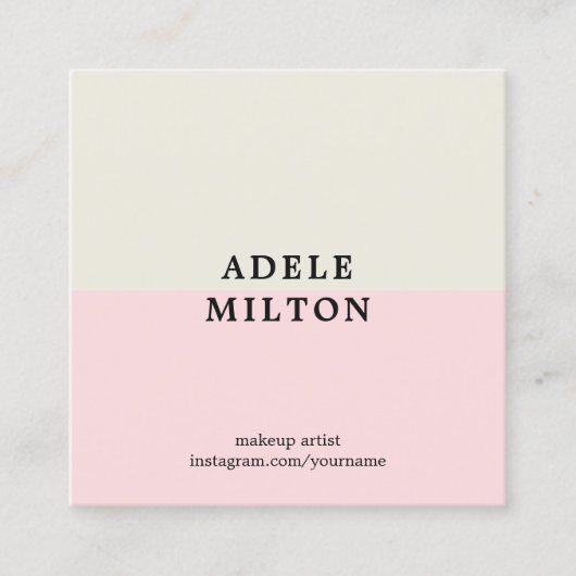 シンプルパステルエレガントメイクアップアーティスト スクエア名刺 (正面)