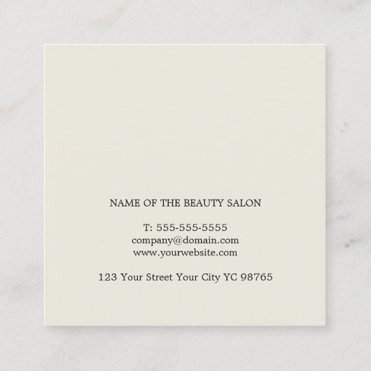 シンプルパステルエレガントメイクアップアーティスト スクエア名刺 (裏面)
