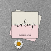 シンプルパステルエレガントメイクアップアーティスト スクエア名刺