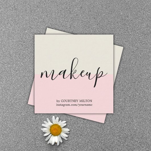 シンプルパステルエレガントメイクアップアーティスト スクエア名刺