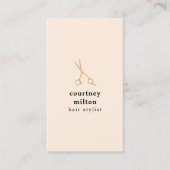 シンプルパステルエレガント金ゴールドフェイクシザーヘア 名刺 (正面)