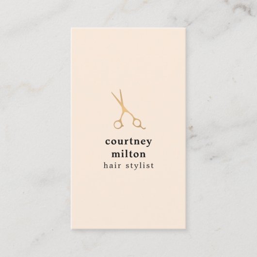 シンプルパステルエレガント金ゴールドフェイクシザーヘア 名刺 (正面)