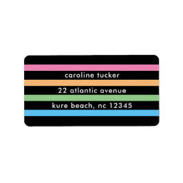 シンプルパステルストライプ住所 シール