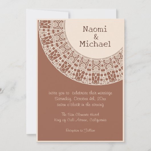 シンプルパステルテラコッタウィズレース結婚ズ 招待状 (正面)
