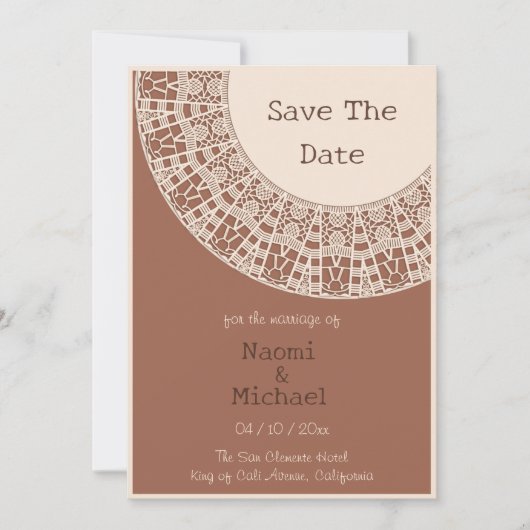 シンプルパステルテラコッタレースセーブ 招待状 (正面)