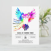 シンプルパステルデジタルフクロウ誕生日 招待状 (スタンド正面)