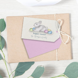シンプルパステルハッピーイースターバニーキュートクラシック ギフトタグ