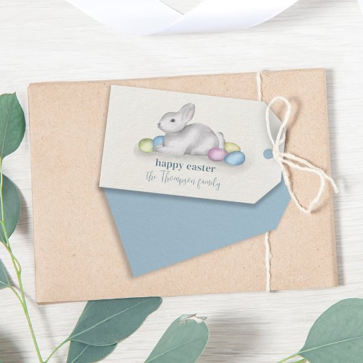 シンプルパステルハッピーイースターバニーキュートクラシック ギフトタグ
