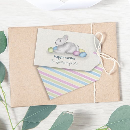シンプルパステルハッピーイースターバニーキュートクラシック ギフトタグ