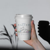 シンプルパステルハッピーイースターバニータイポグラフィ 紙コップ