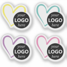 シンプルパステルハート型ロゴ写真テンプレート シール