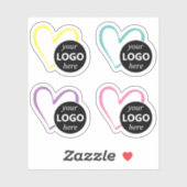 シンプルパステルハート型ロゴ写真テンプレート シール (シート)