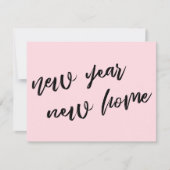 シンプルパステルピンクニューイヤーニューホームアナウンスメント ノートカード (正面)