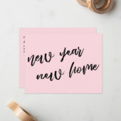 シンプルパステルピンクニューイヤーニューホームアナウンスメント ノートカード (正面/裏面インサイチュ)